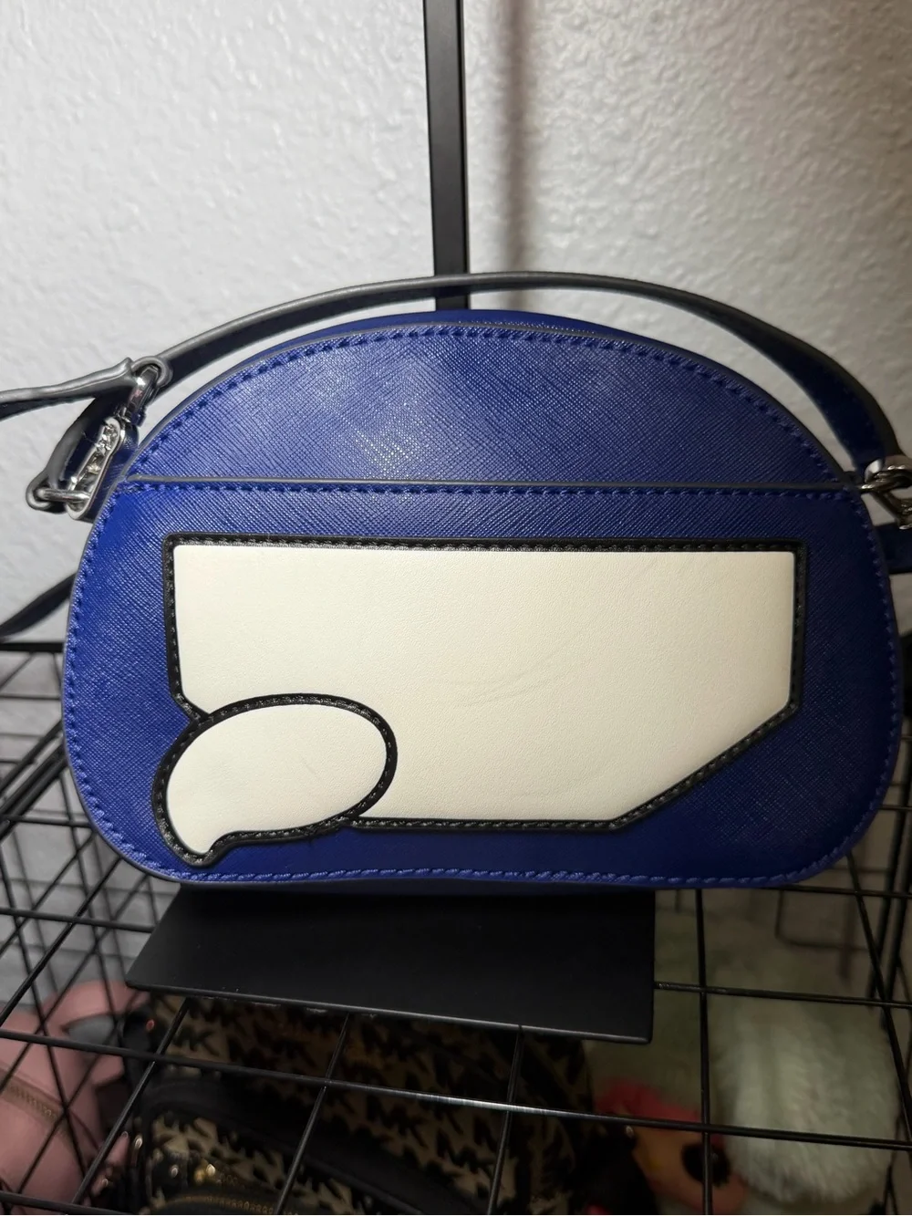 Unique Karl Lagerfeld Paris K/Ikonik Maybelle Dome Crossbody Blue Peekaboo Bag